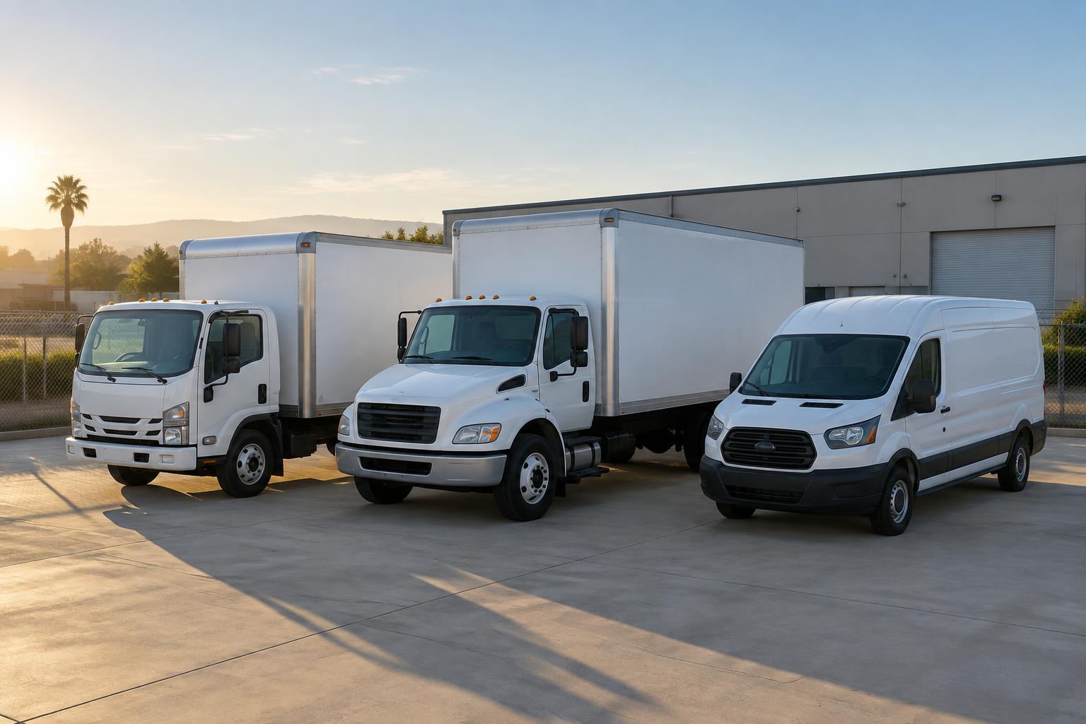 Jeans Logistics trucks parked at the yard in the early morning